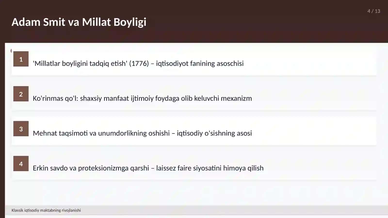 Klassik iqtisodiy maktabning rivojlanishi 4