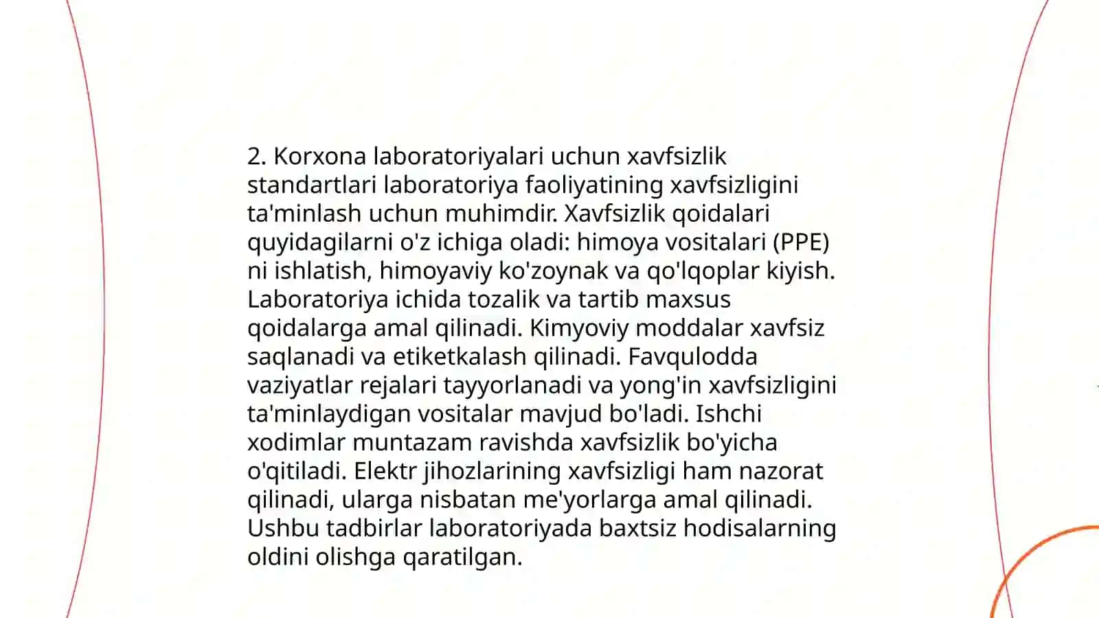 Korxona labaratoriyasi texnik materiallariga qôyilgan talablar 4