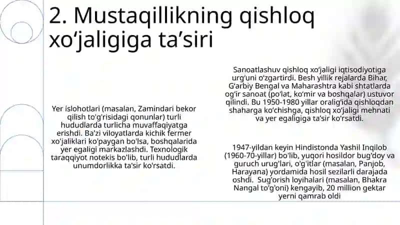 Mustaqillik yillarida qishloq xoʻjaligi va sanoat sohasidagi oʻzgarishlar 4