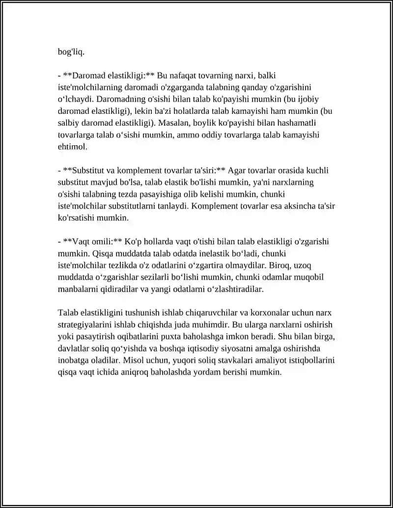 TALAB VA TAKLIF ELASTIKLIGI 4