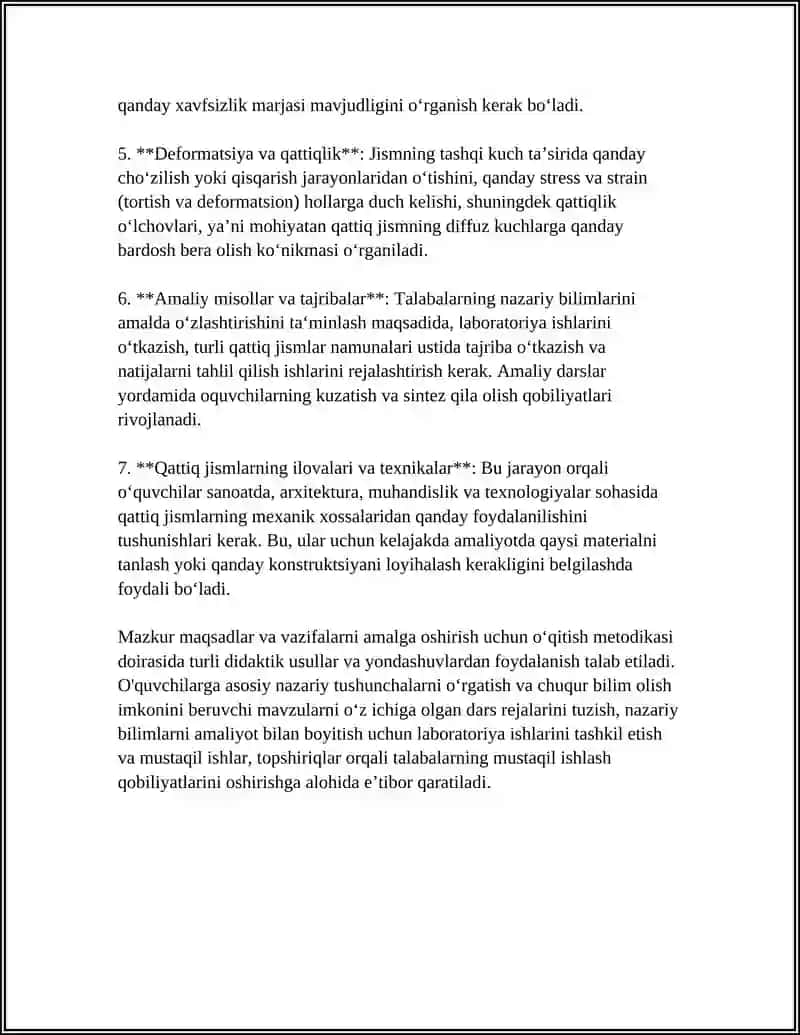 QATTIQ JISMLARNING MEXANIK XOSSALARI O‘QITISH METODIKASI 4