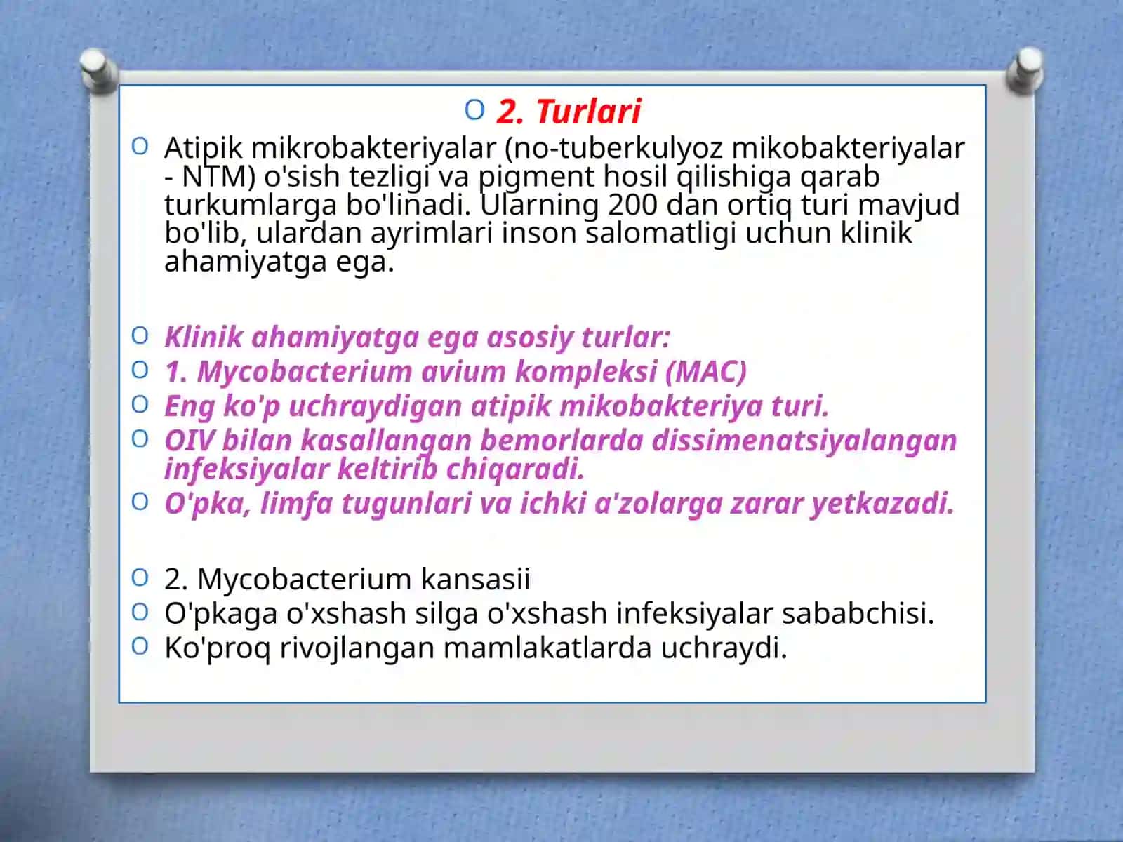 AbdumusinovaSevinch Mikrobiologiyafanidan Atipikmikrobakteryalar va ularning tibbiyotdagi ahamiyati 4