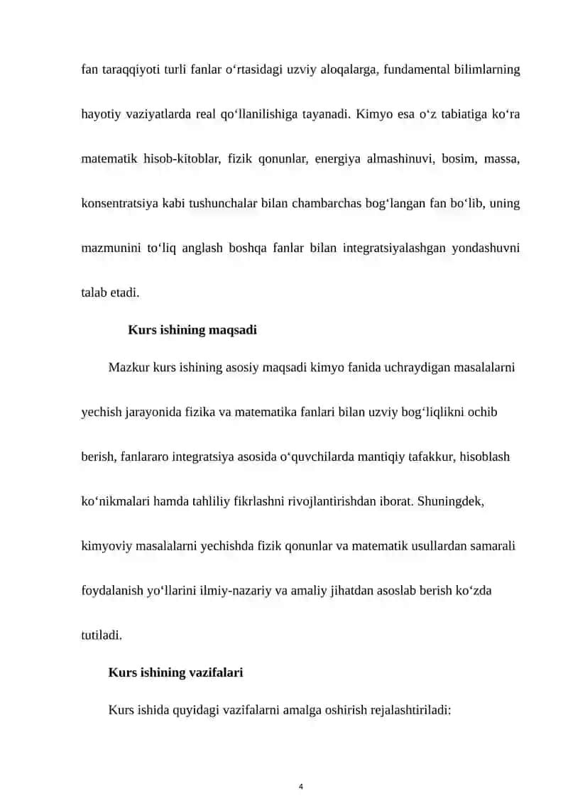 KIMYOVIY MASALALARNI YECHISHDA FIZIKA VA MATEMATIKA BILIMLARIDAN FOYDLANISH 4
