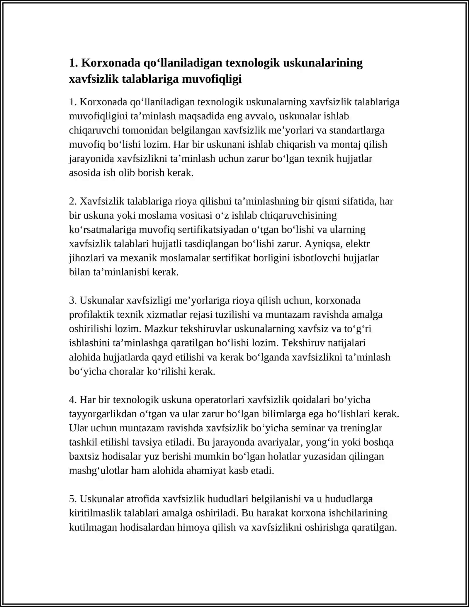 Korxonada Qo‘llaniladigan Texnologik Uskuna Xavfsizligi 4