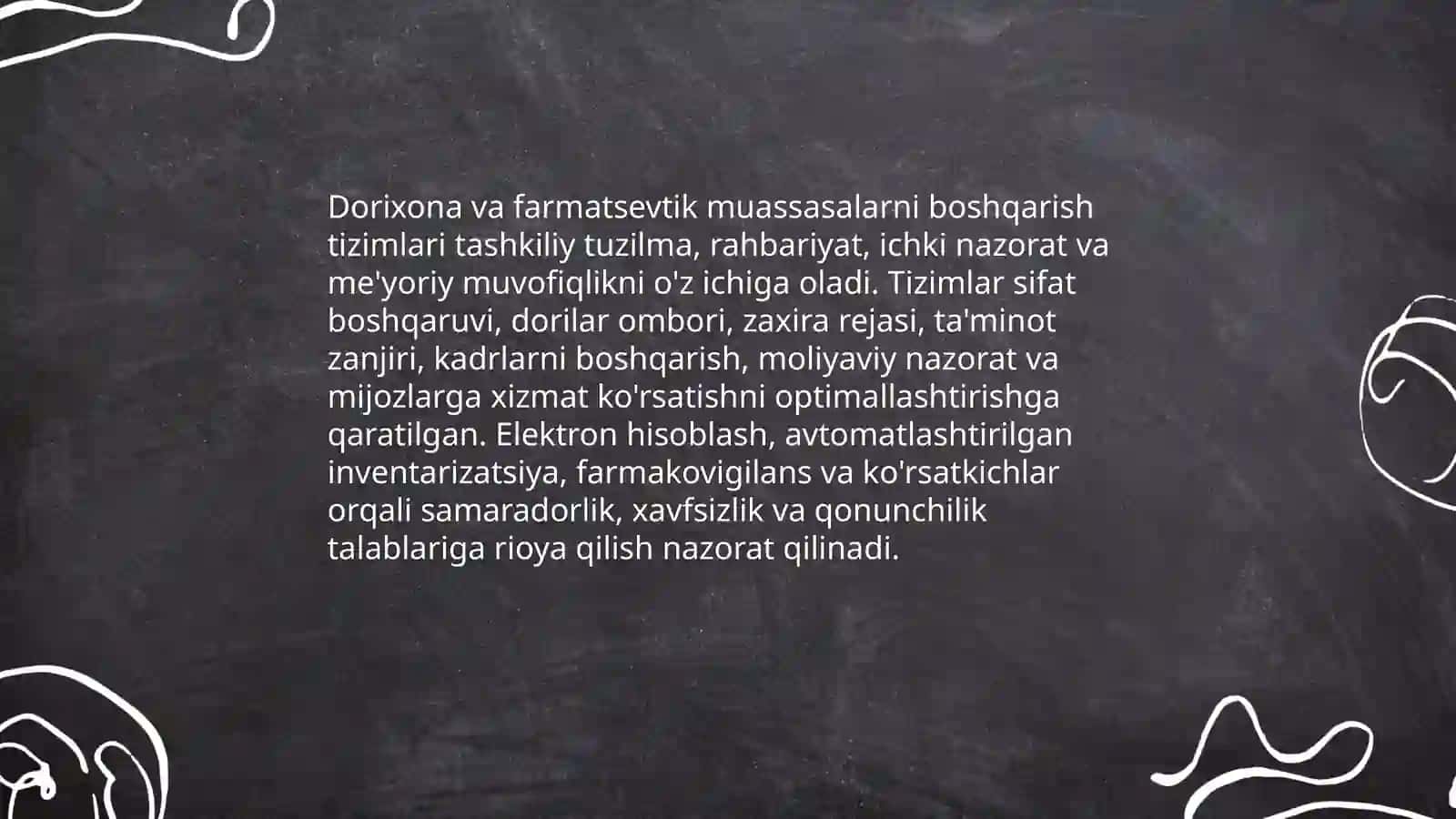 Farmasevtika ishini tashkil qilish farmasevtikada boshqaruv farmasevtik iqtisodiyot modullari maqsad va vazifalari 4