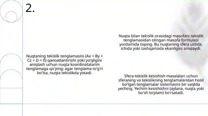 Aylana va sfera tenglamalariga doir masalalarni yechish 4