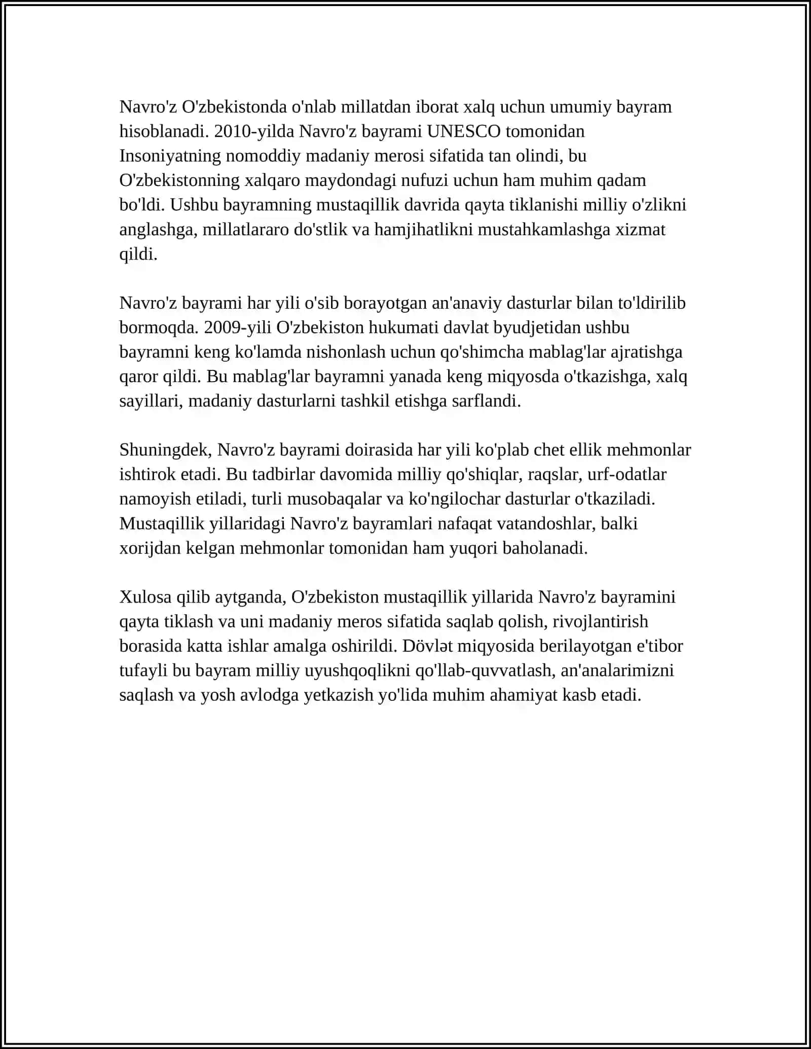 MUSTAQILLIK YILLARIDA OʻZBEKISTON MILLIY URF-ODATLAR, QADRIYATLAR VA ANʼANALARNING QAYTA TIKLANISHI 4