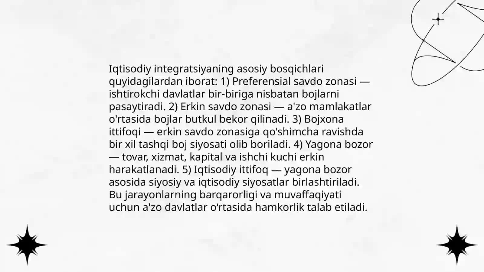 Xalqaro iqtisodiy integratsiya mazmuni va uning shakllari 4