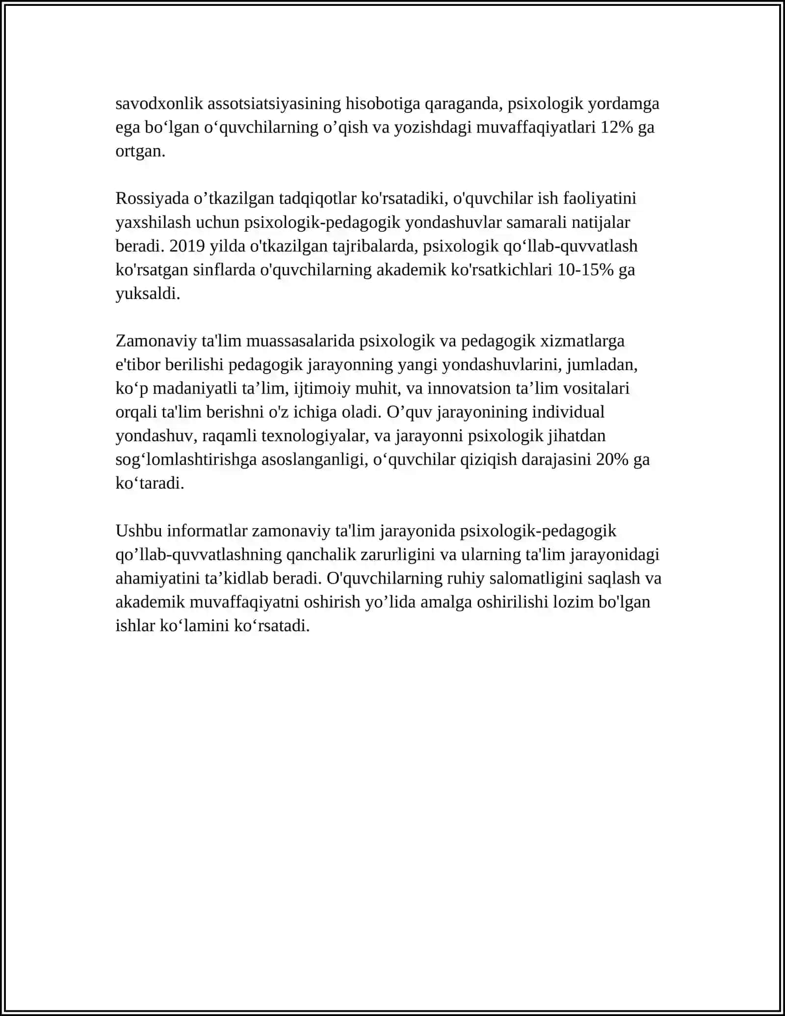 ZAMONAVIY TA’LIMDA PSIXOLOGIK-PEDAGOGIK QO‘LLAB-QUVVATLASHNI RIVOJLANTIRISH 4