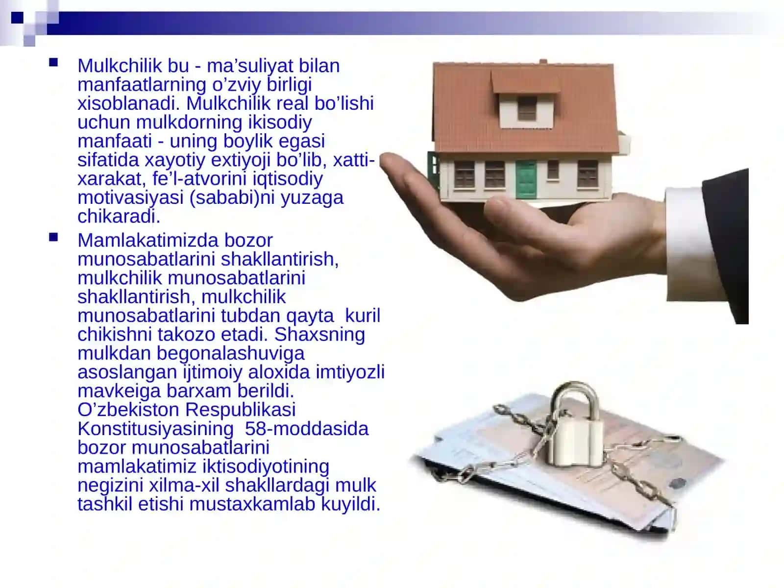 Mulk huquqlari nazariyasi va mulkchilikshakllari rivojlanishining evolyutsiyasi 4