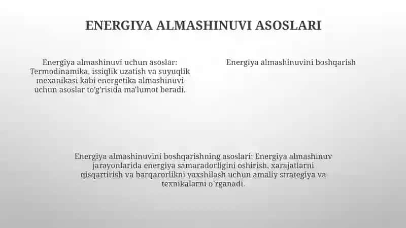 Energiya Almashinuvining Boshqarilishi 4