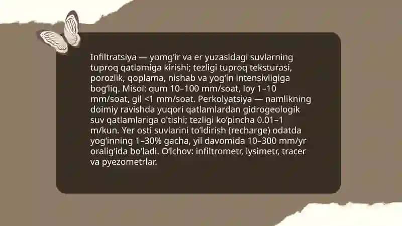 Yer osti suvlari va ularning gidrologik ahamiyati 4