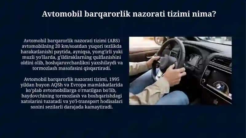 Avtomobilning barqarorligining nazorat qilish 4