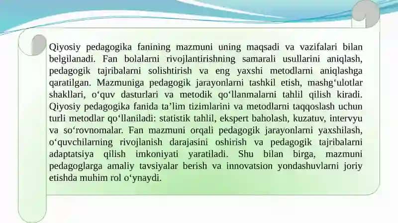 «Maktabgacha talimda qiyosiy pedagogika» fanining mazmuni va mohiyati, predmeti 4