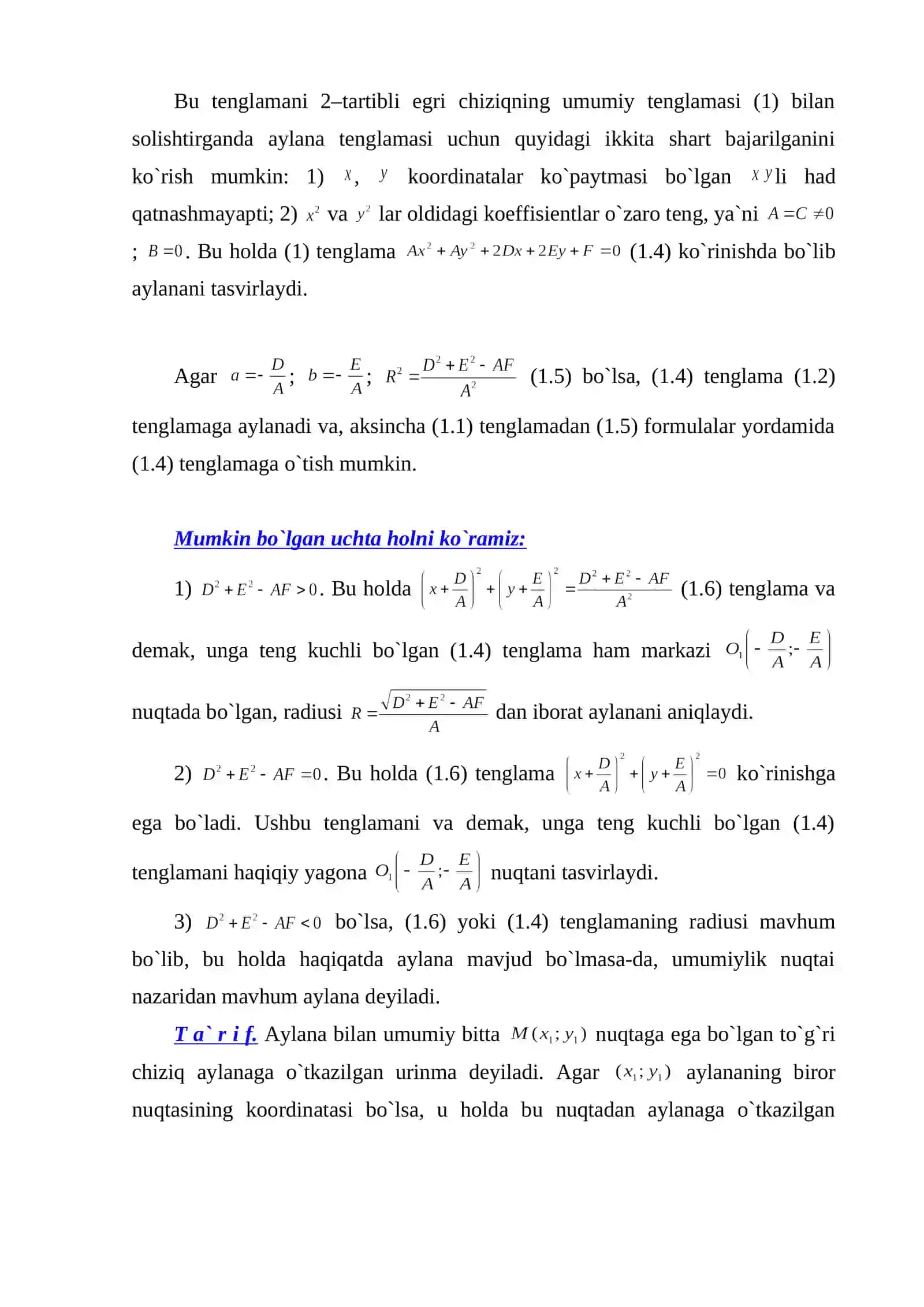 ELEMENTAR MATIMATIKA (GEOMETRIYA) FANIDAN KURS ISHI 4