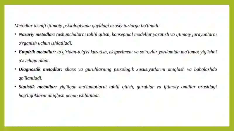 Ijtimoiypsihologiyada foydalaniladgan metodlarning o'ziga xosligi 4