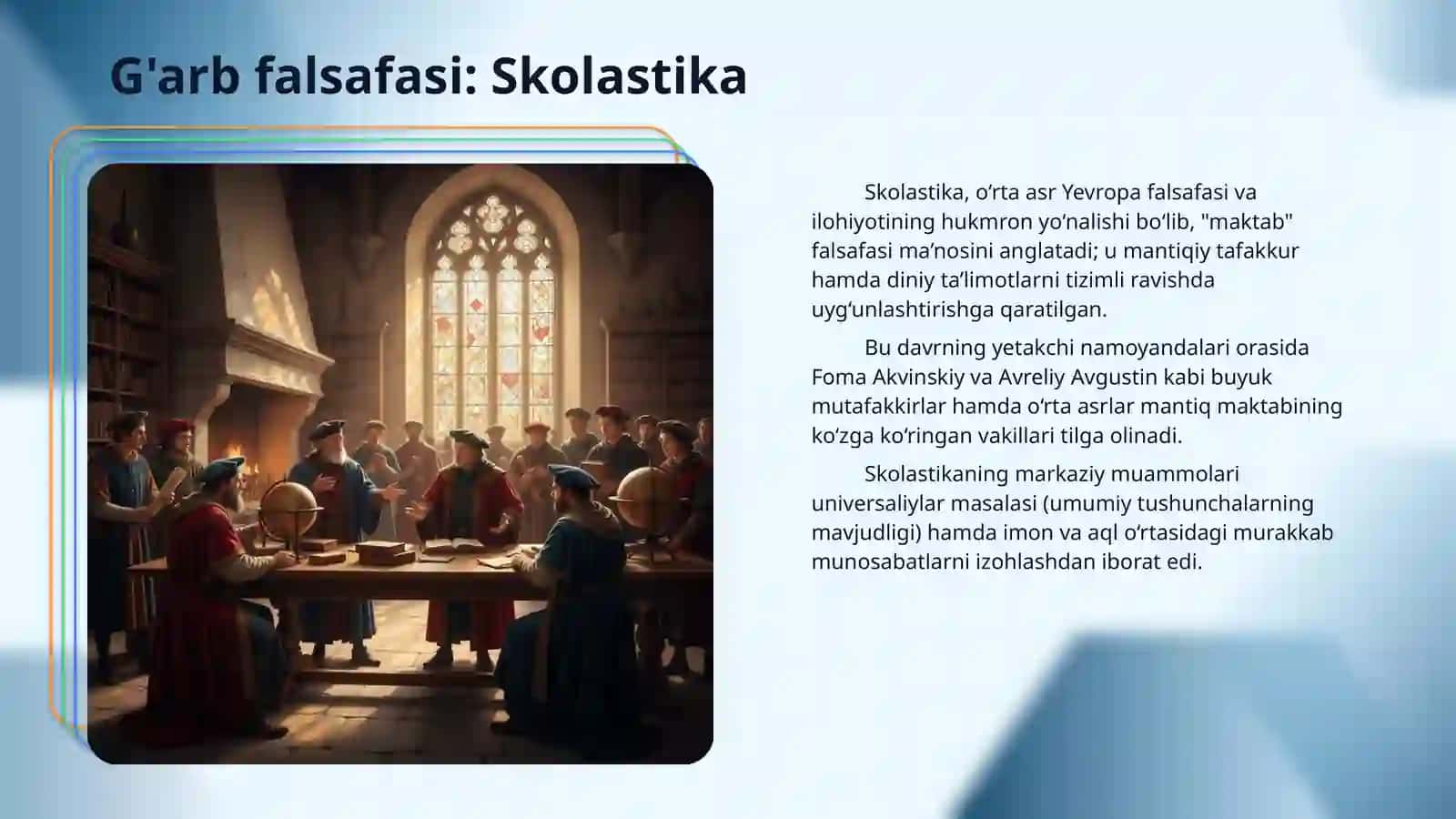O'rta asrlar falsafasi: diniy-falsafiy qarashlar 4