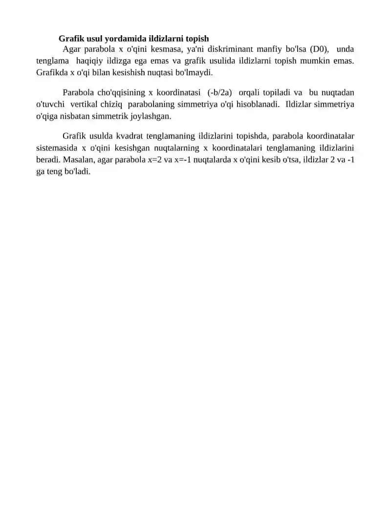 Kvadrat tenglamaning ildizlarini yasash 4