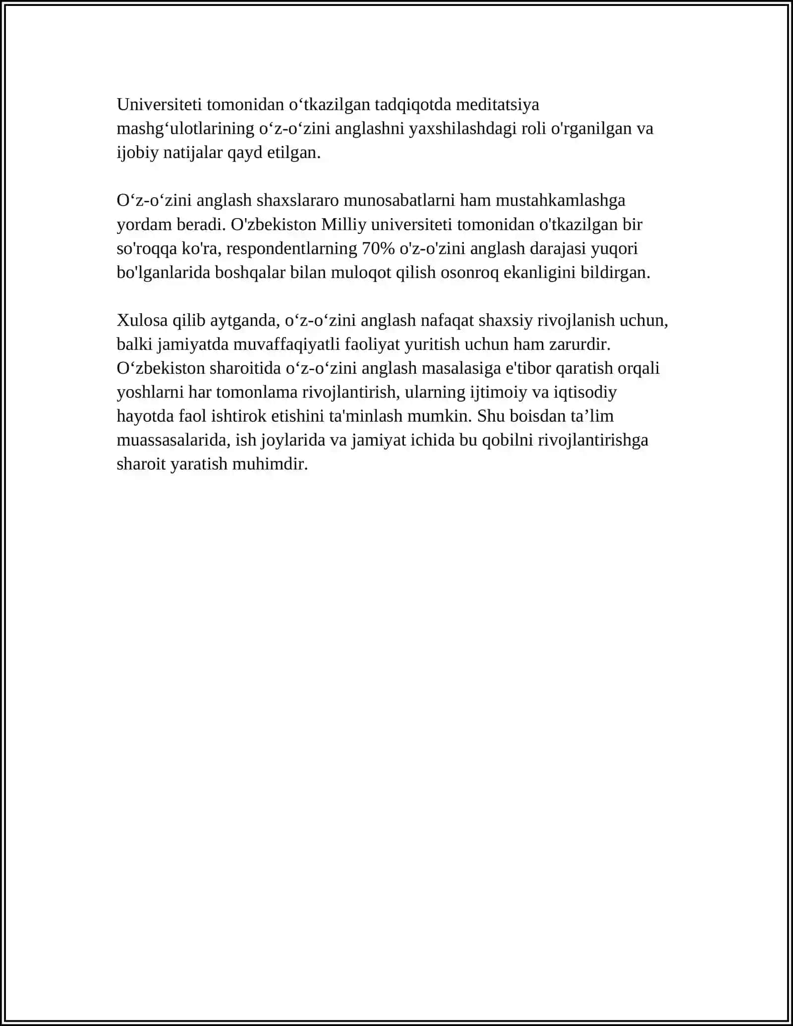 O‘ZBEKISTON RESPUBLIKASI OLIY TA’LIM FAN VA INNOVATSIYA VAZIRLIGI TOSHKENT DAVLAT IQTISODIYOT UNIVERSITETI SUNʼIY INTELLEKT KAFEDRASI MUSTAQIL ISH 4