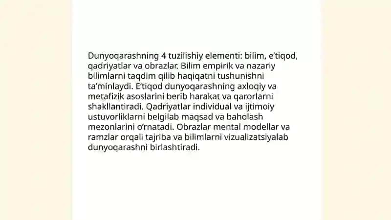 Dunyoqarawning mohiyati tuziliwi va asosiy funksiyalari 4