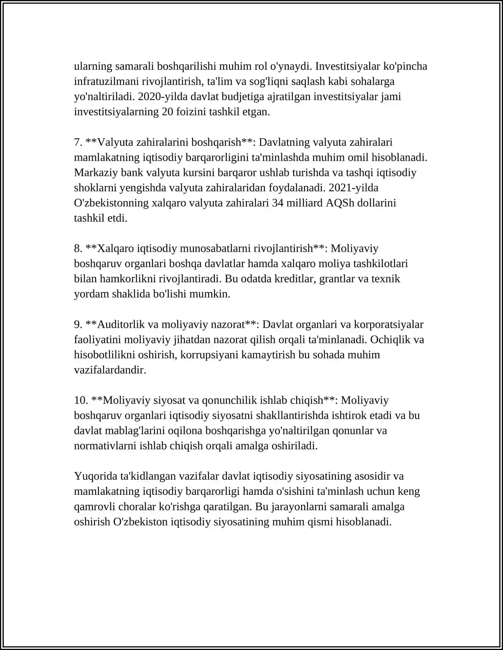 MOLIYAVIY BOSHQARUV ORGANLARINING VAZIFALARI, FUNKTSIYALARI, HUQUQLARI VA MAJBURIYATLARI 4