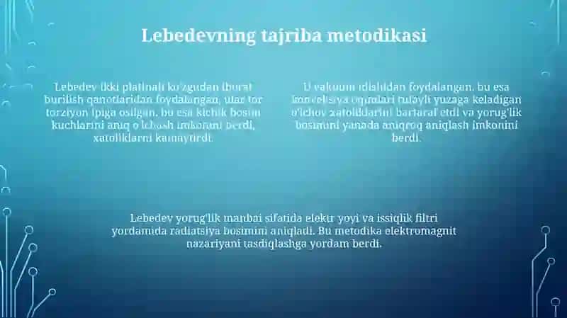 Yorug'lik bosimi: Nazariya va Lebedev tajribalari 4