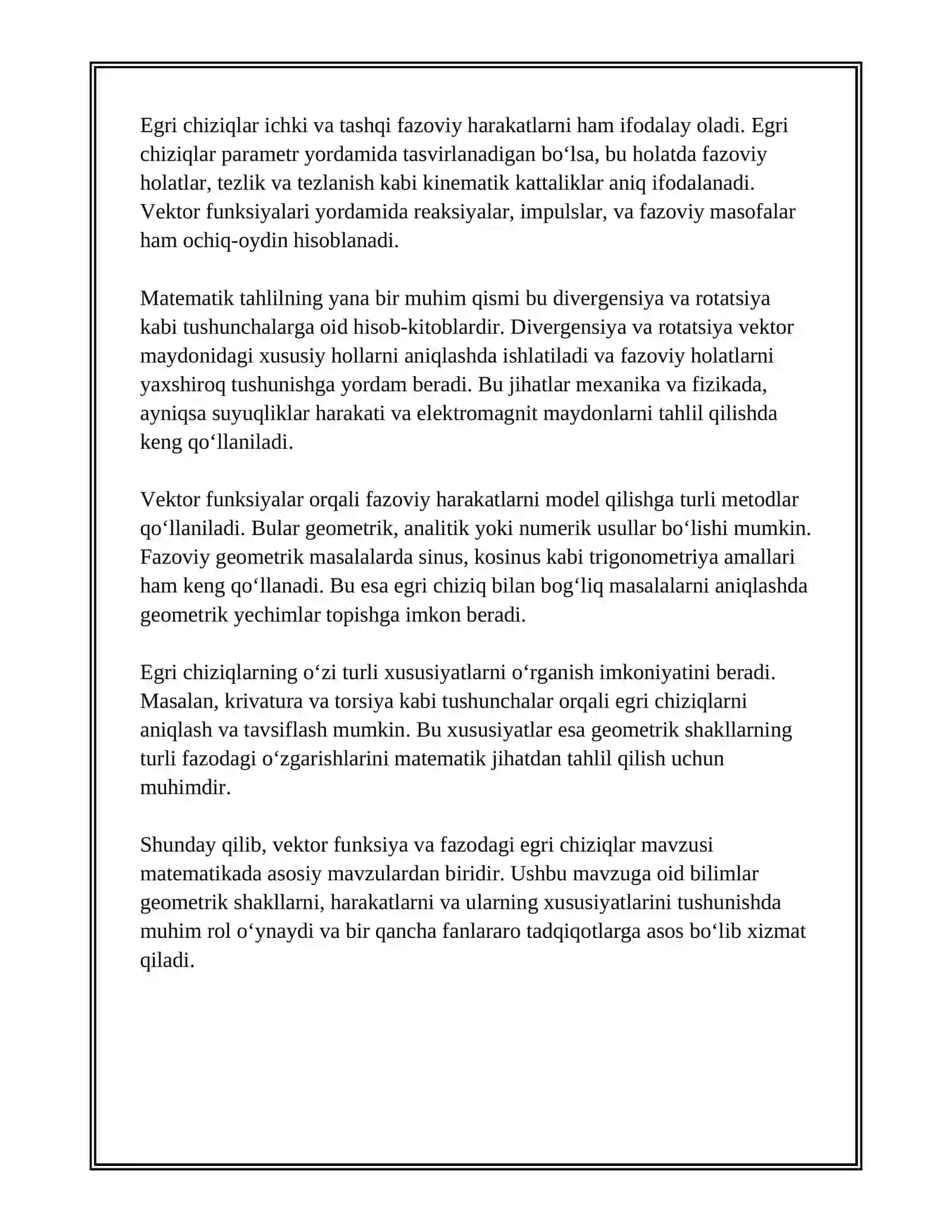 VEKTOR FUNKSIYA VA FAZODAGI EGRI CHIZIQLARI 4