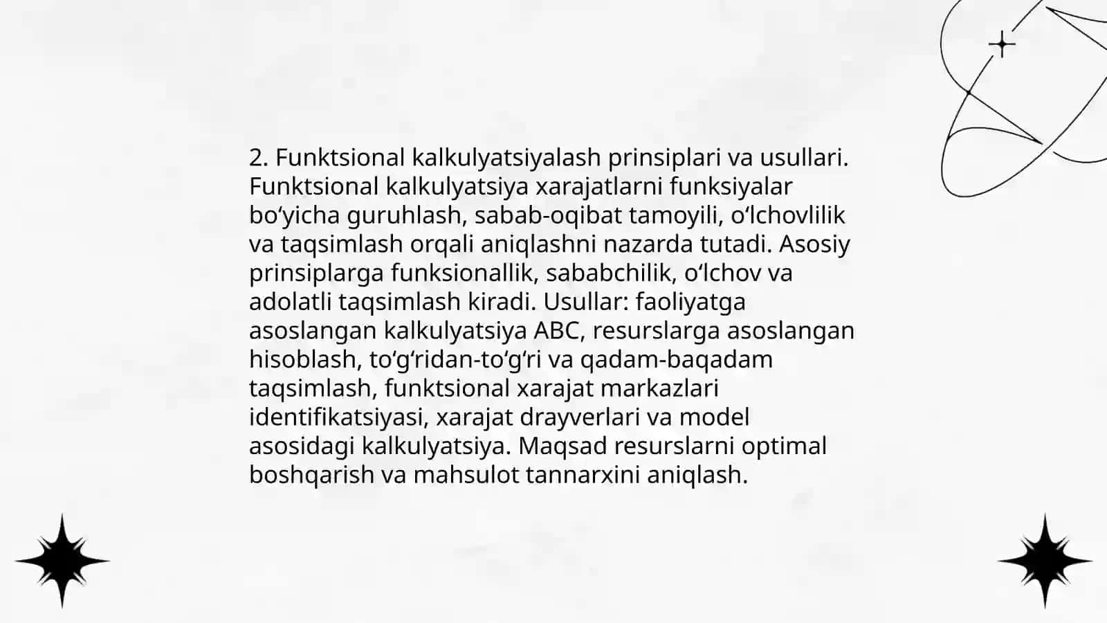 Tannarxni funksional kalkulyatsiya qilish 4