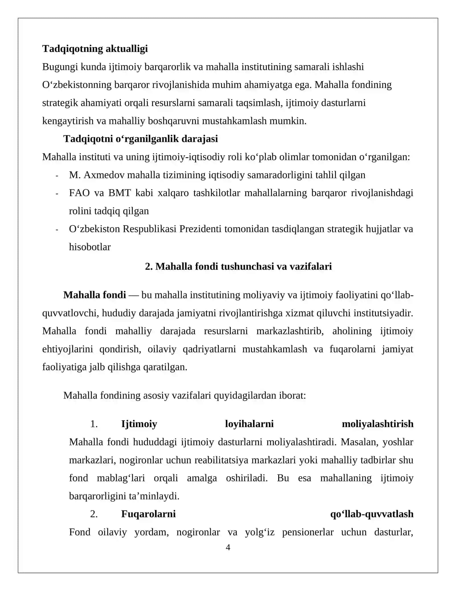O‘ZBEKISTON STRATEGIYASI 2030: MAHALLA FONDINING O‘RNI 4