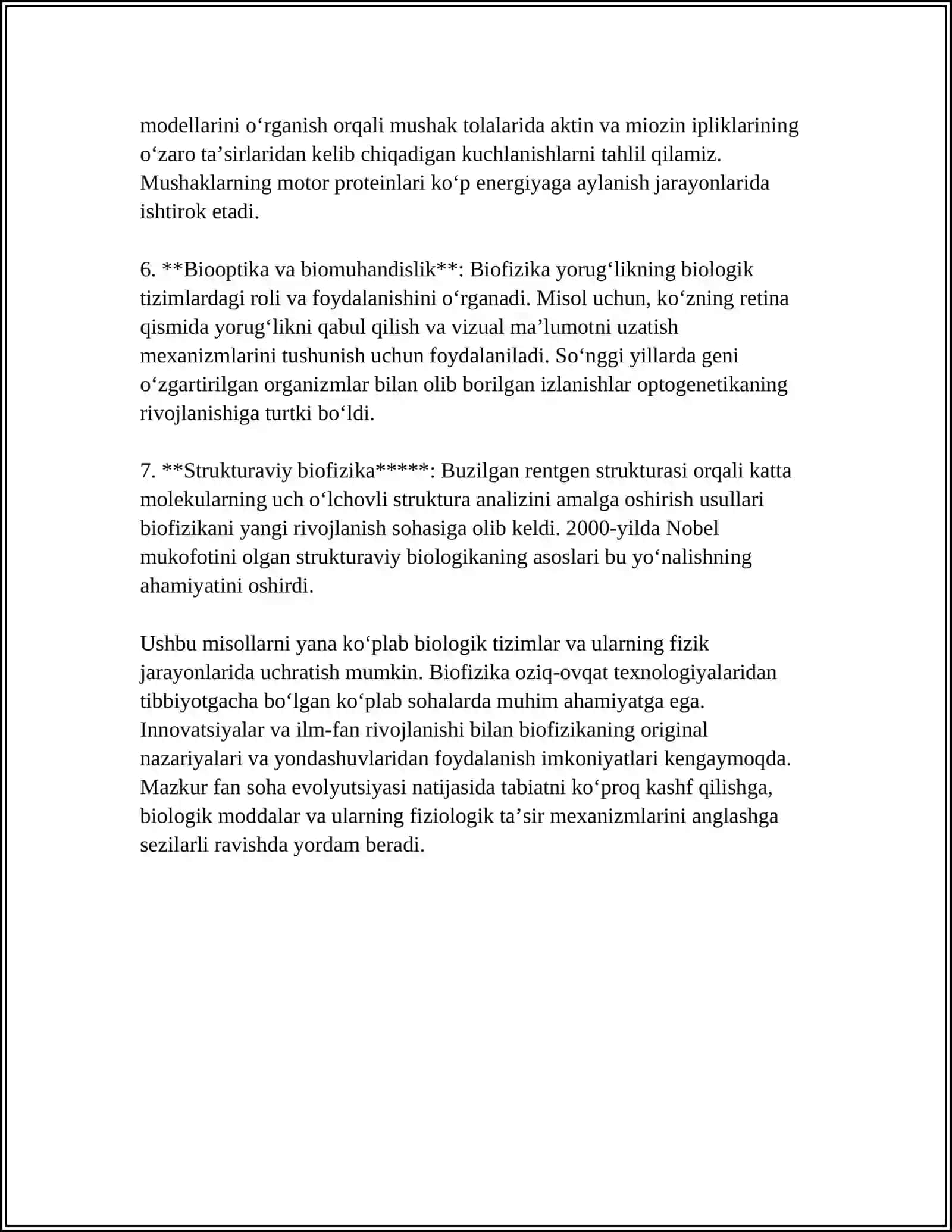 BIOFIZIKANING METODLARI, OʻZBEKISTONDA BIOFIZIKA TADQIQOTLARINI RIVOJLANTIRISH 4