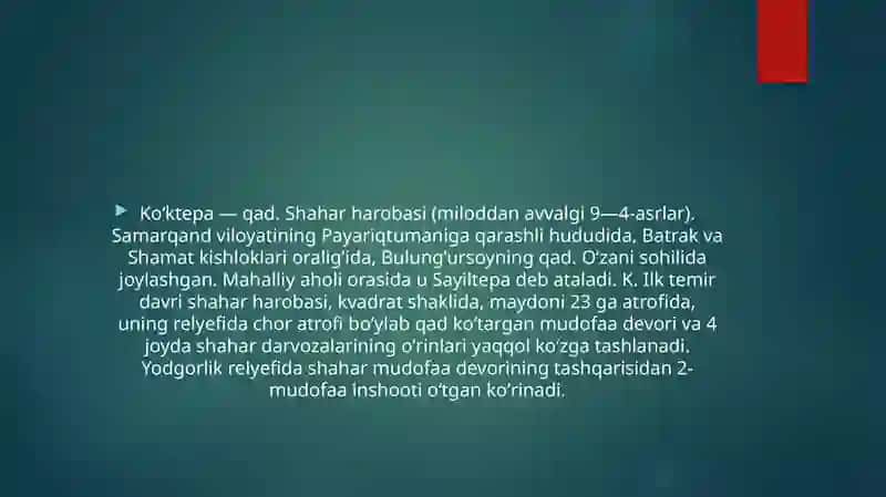 Kuktepa qadimgi sug’d shaharlaridan biri 4