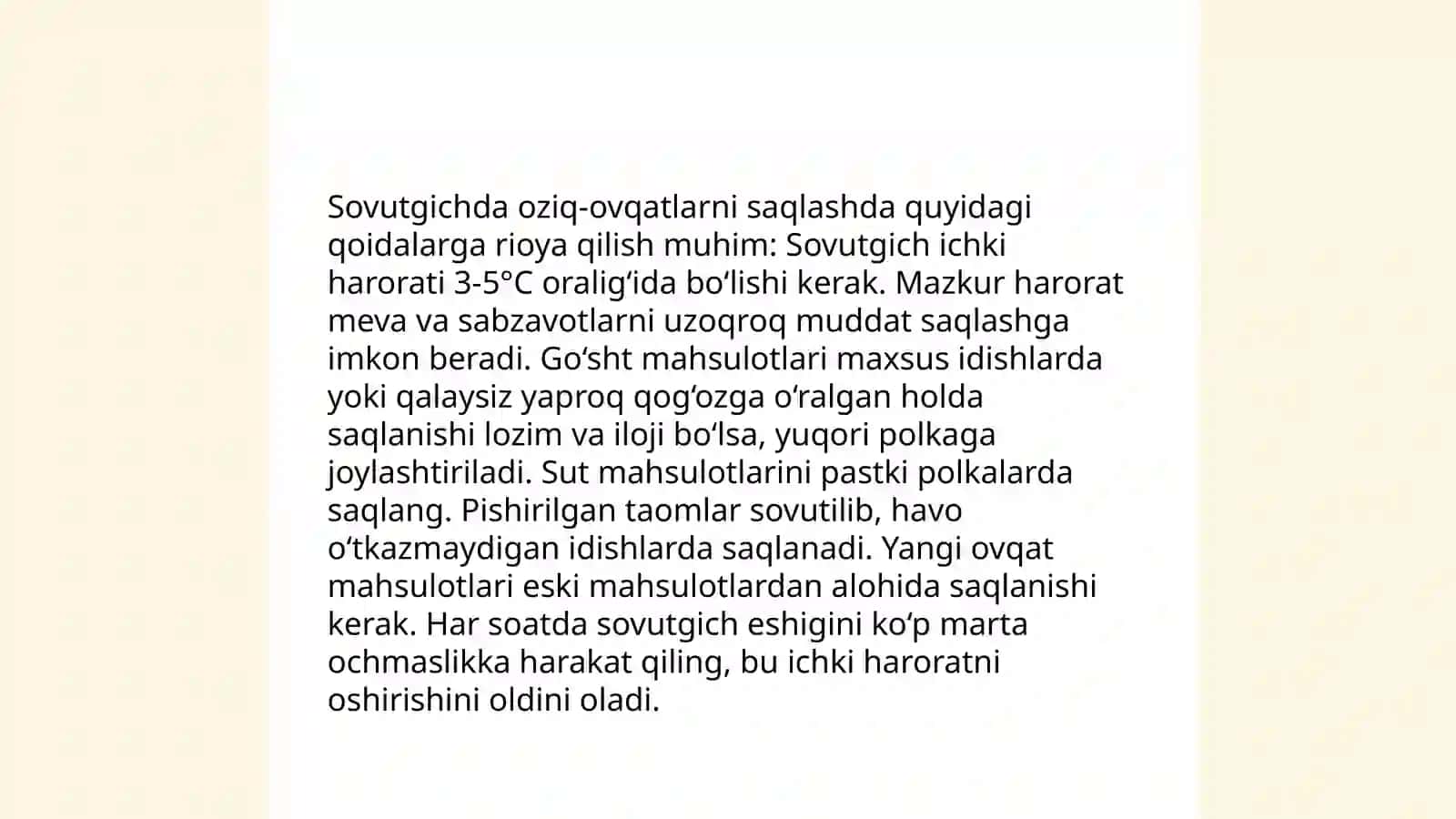 Oziq-ovqat mahsulotlarni saqlash qoidalari 4
