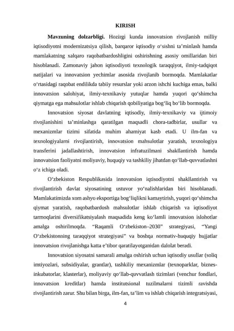 Innovatsion iqtisodiyotning shakllanish sharoitida aholi farovonligini oshirish va kambag’allikni qisqartirish yo’nalishlari 4