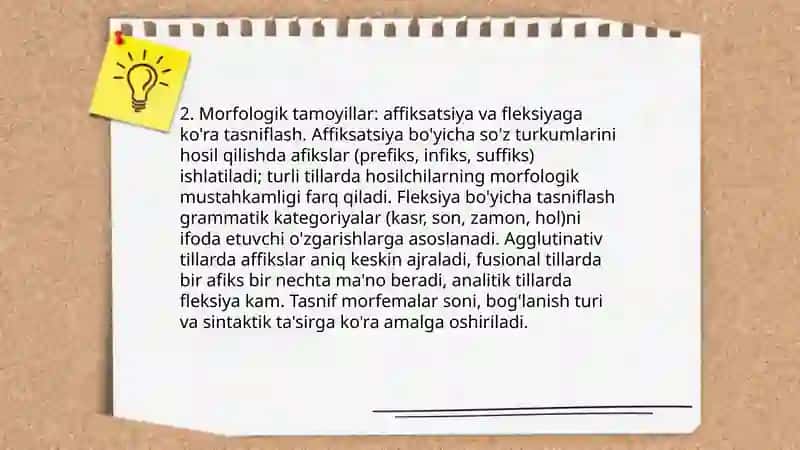 Turli tillarda so'z turkumlarziga tasniflash tamoyillari 4