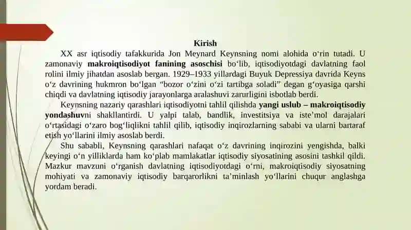 Jon Meynard Keyns va Keynschilik: Makroiqtisodiyot va Davlatning Iqtisodiyotdagi Roli 4