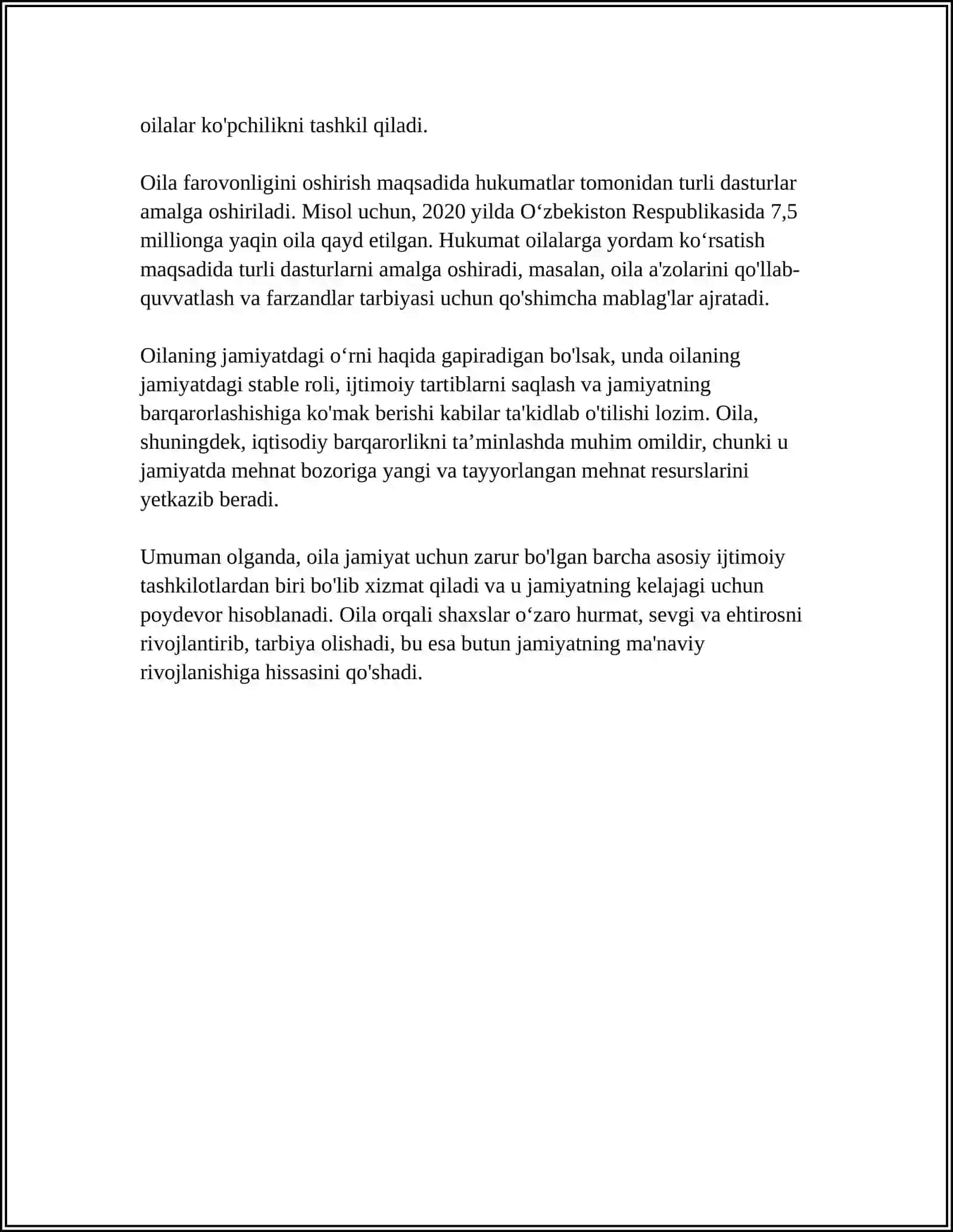 OILA HAQIDA TUSHUNCHA VA UNING MOHIYATI. OILA VA ISLOM 4