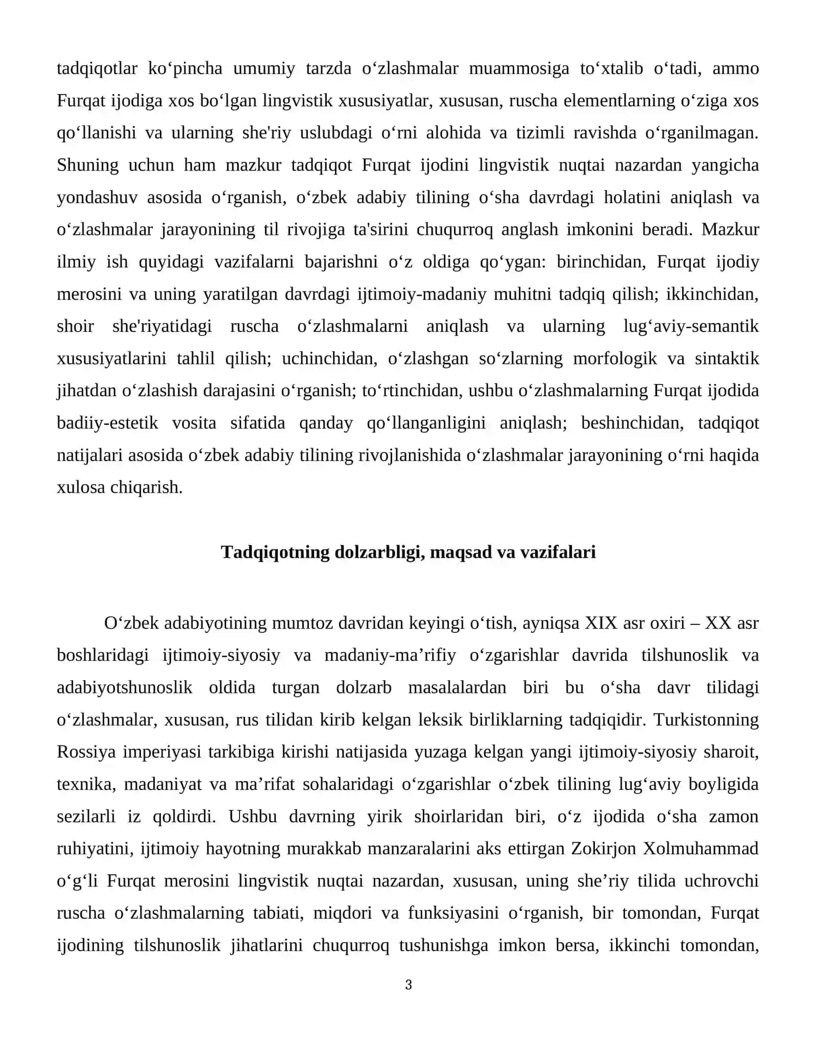 Furqat she'riyatidagi ruscha oʻzlashmalar haqida 4