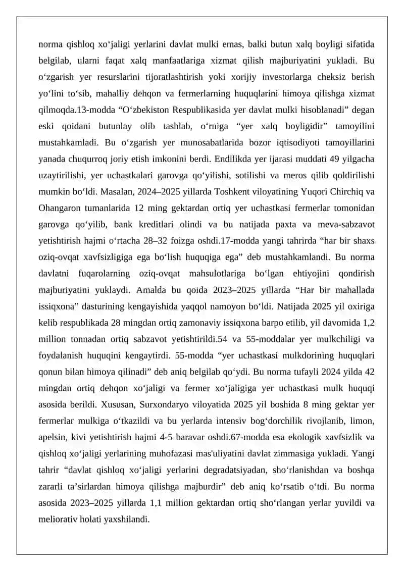 Qishloq xo‘jaligining konstitutsiyaviy-huquqiy asoslari va davlat siyosati 4