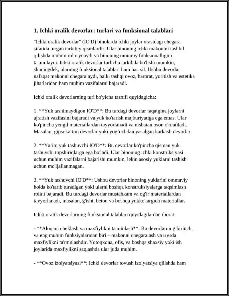 FUQARO BINOLARINI LOYIHALASHDA ICHKI ORALIQ DEVORLARINI TUSIQ KONSTRUKSIYALARI ESHIKLAR ULARNING TURLARI ELEMENTLARI 4