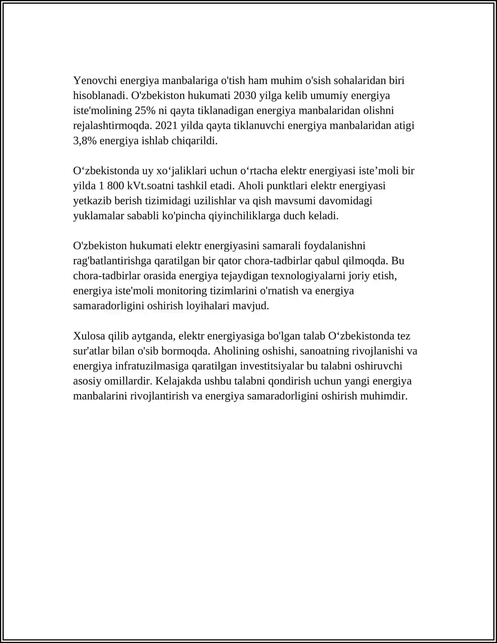 OʻZBEKISTONDA ELEKTR ENERGIYASI MUAMMOSI 4
