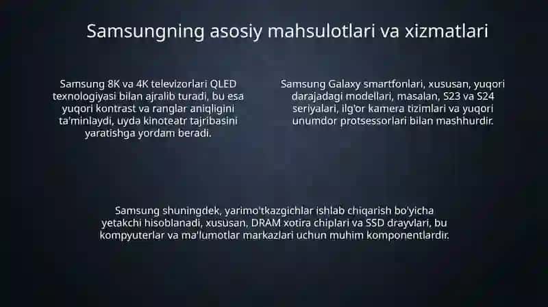 Samsung mahsulotlar va xizmatlar 4