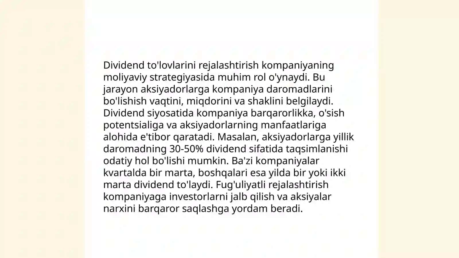 Dividend siyosati va ichki moliyalashtirish 4