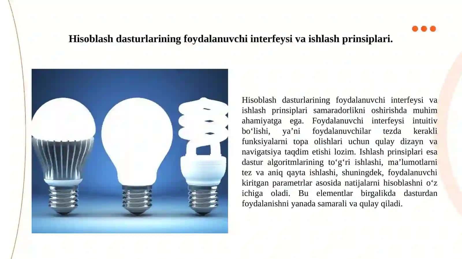 Elektr samaradorligi hisoblovchi dasturlar. 4