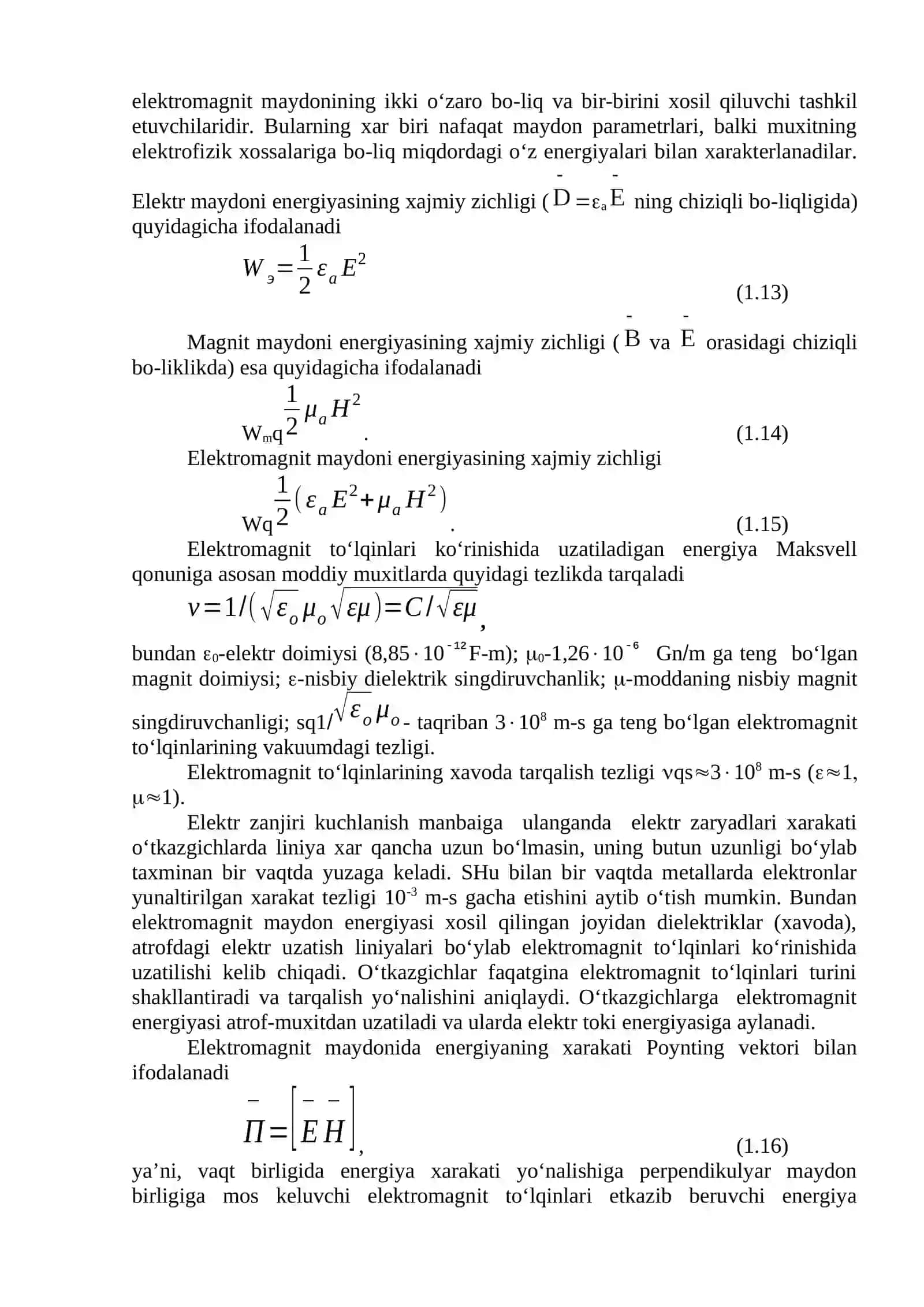 ELEKTROMAGNIT MAYDON ENERGIYASI VA UNI BOSHQA TURDAGI ENERGIYAGA AYLANTIRISH VA UMUMIY QONUNIYATLARI 4