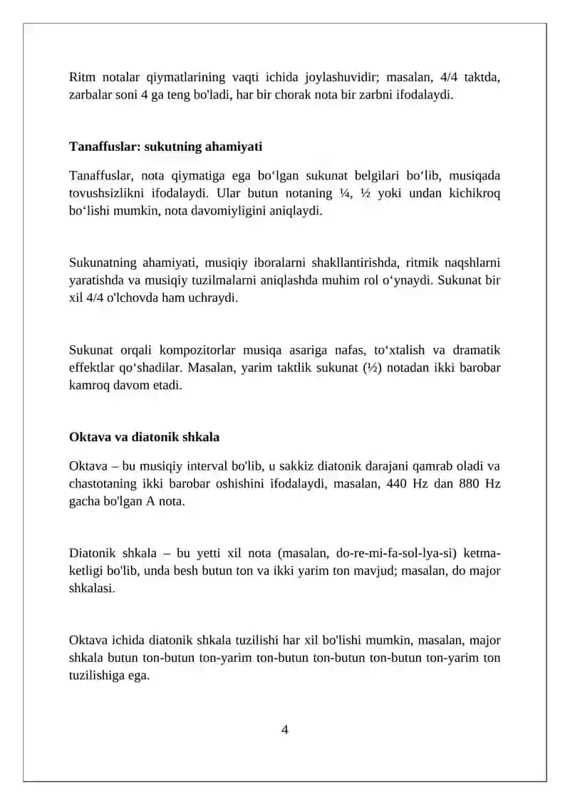 Musiqiy tizim.Nota yozuvi tizimi elementlari 4