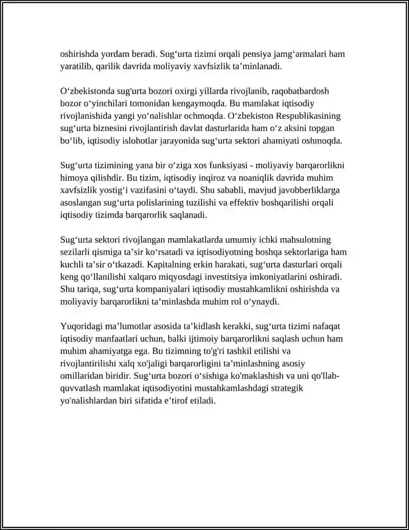 SUGʻURTA TIZIMI VA MOLIYAVIY BARQARORLIKNI TAʼMINLASHDAGI ROLI 4