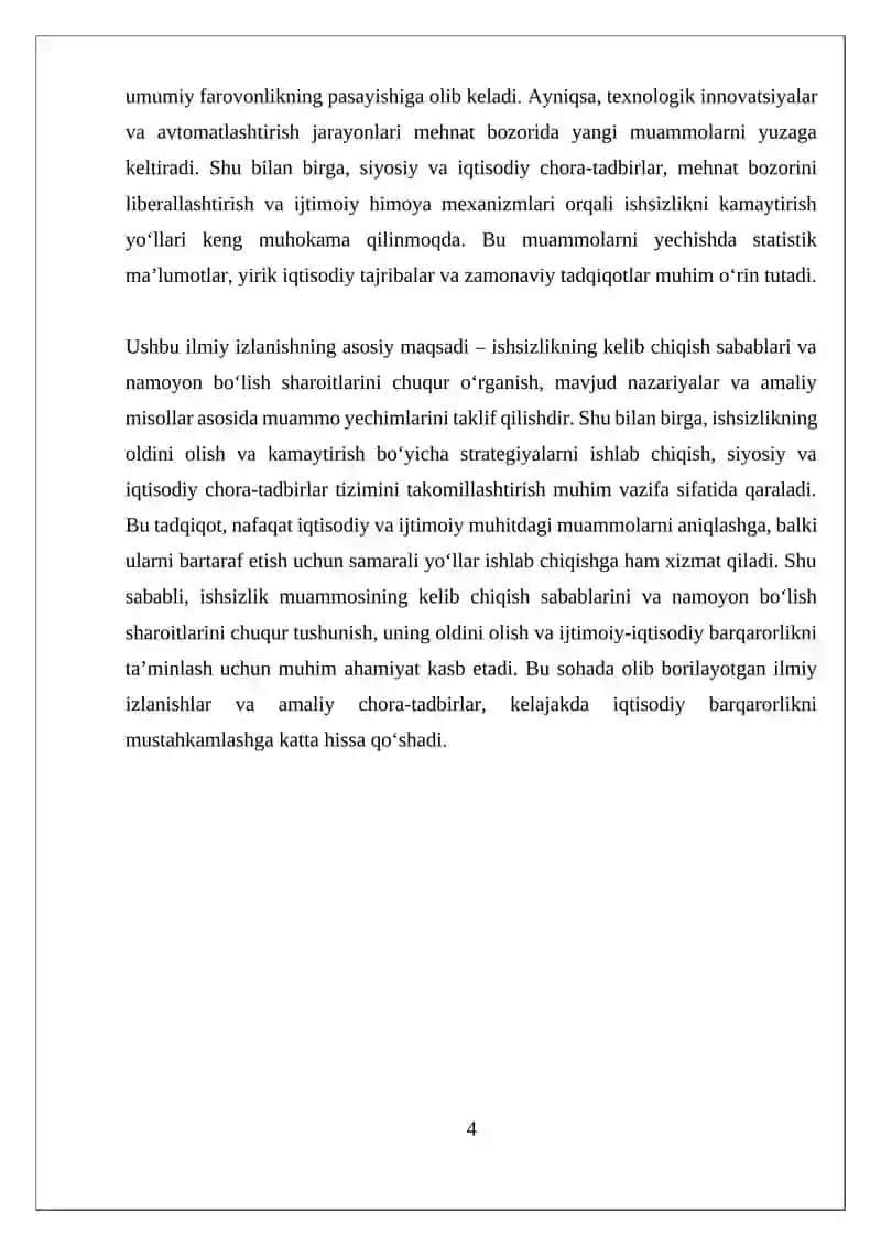 Ishsizlikning Kelib Chiqish Sabablari va Namoyon Boʻlish Sharoitlari 4