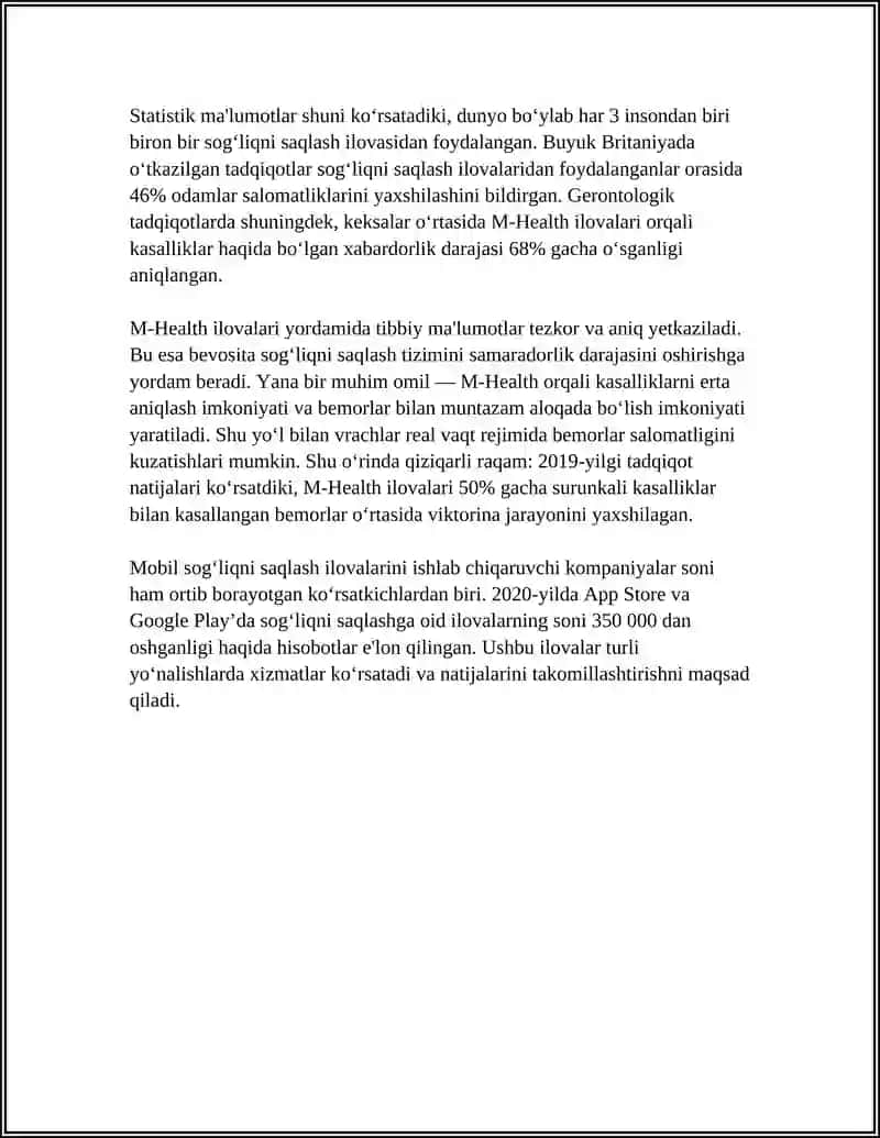 MOBILE SOGʻLIQNI SAQLASH (M-HEALTHY) 4