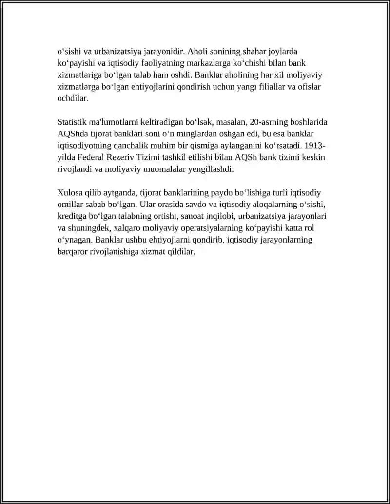 MUSTAQIL ISH Mavzu: TIJORAT BANKLARINING PAYDO BO‘LISHI. 4