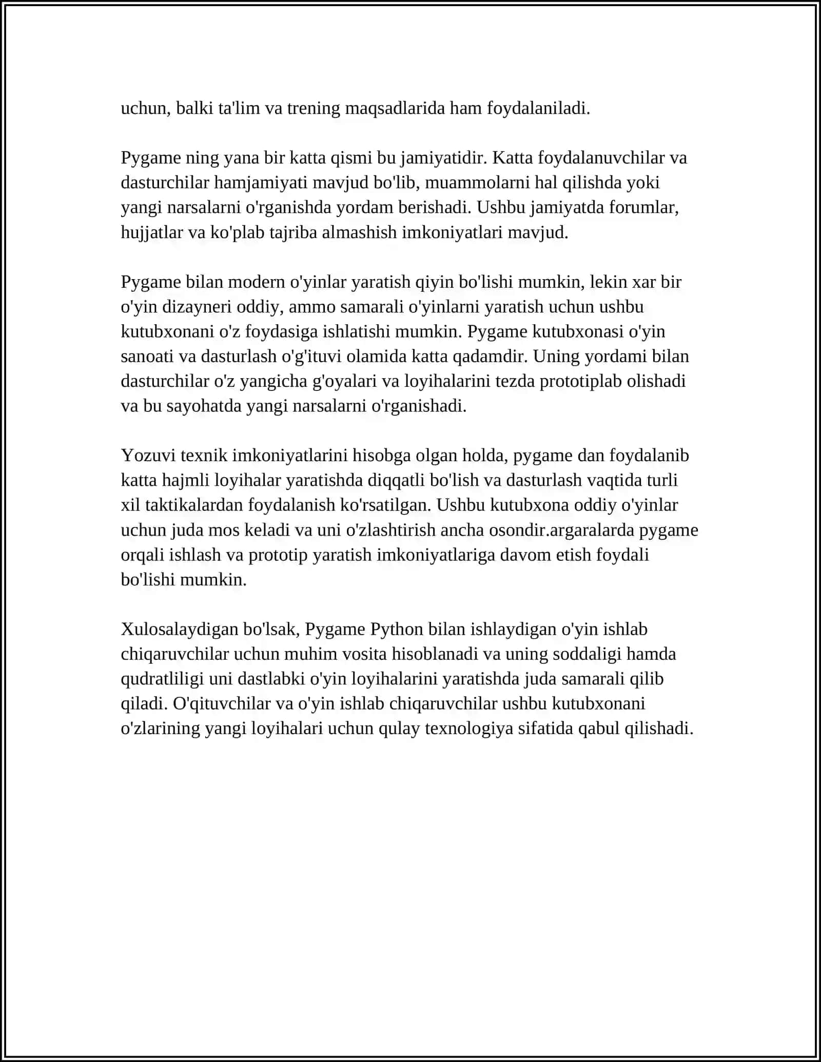 PYGAME VA PYGAME KUTUBXONA 4